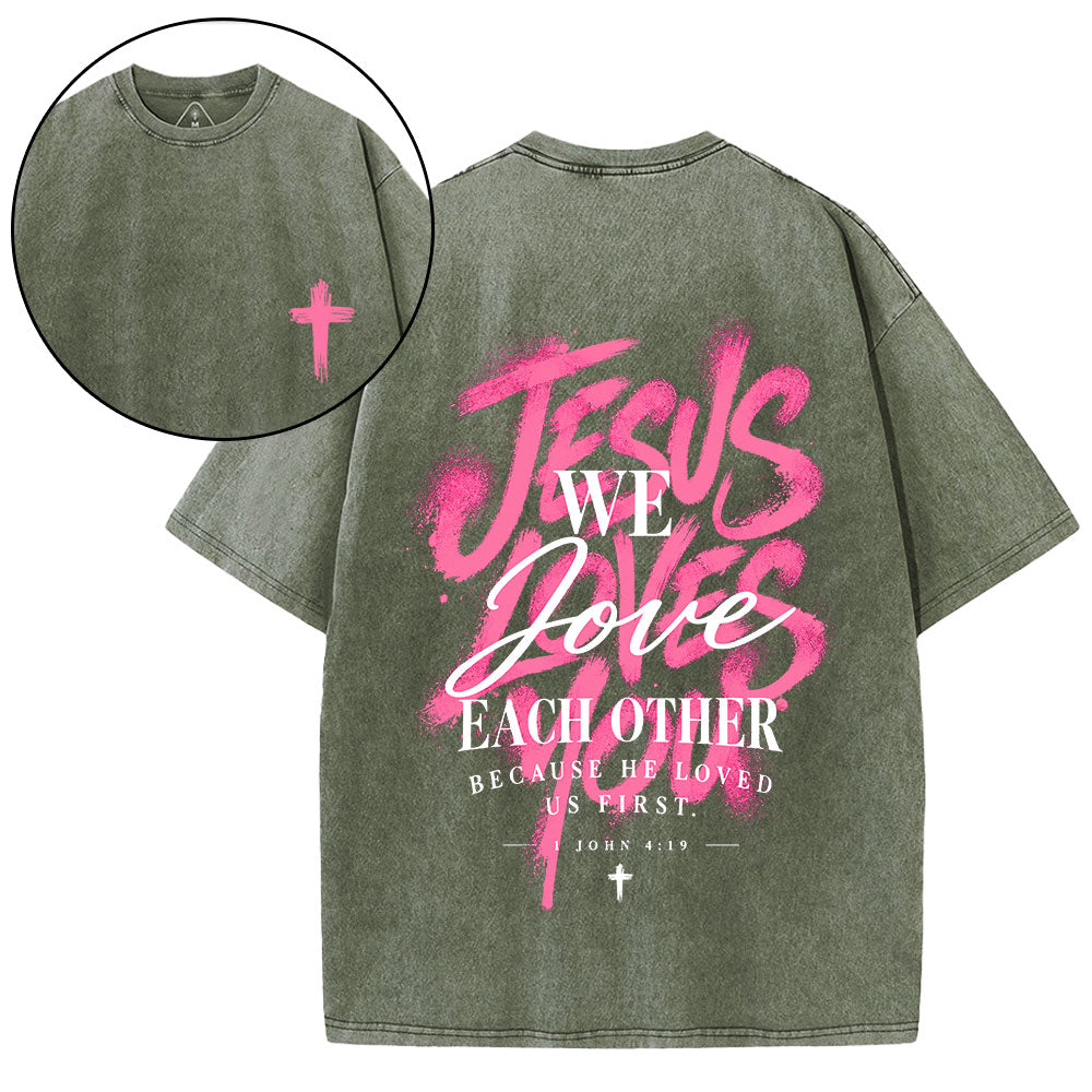 Jesus Loves You Christian Washed T-Shirt