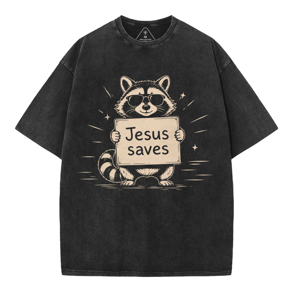 Jesus Saves Christian Washed T-Shirt