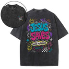 Jesus Saves Christian Washed T-Shirt