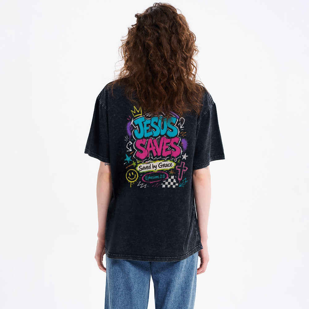 Jesus Saves Christian Washed T-Shirt