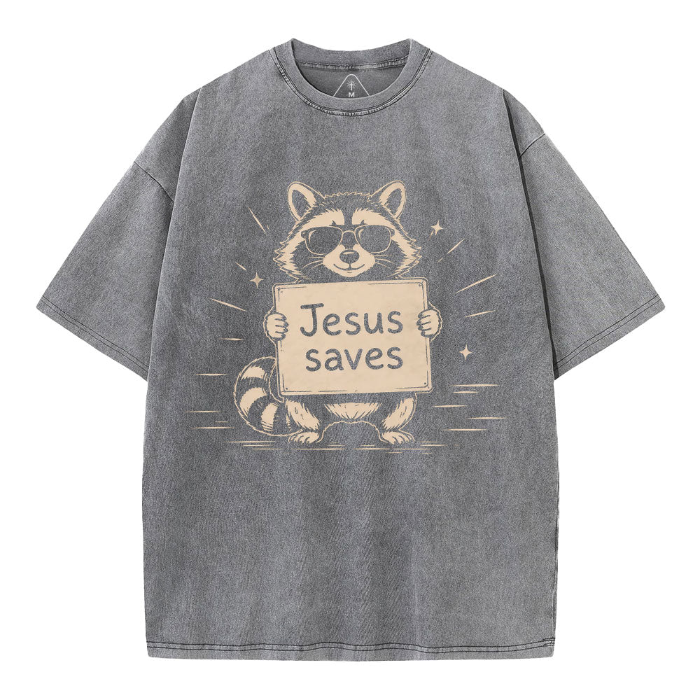 Jesus Saves Christian Washed T-Shirt
