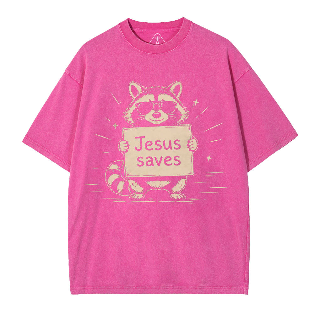 Jesus Saves Christian Washed T-Shirt
