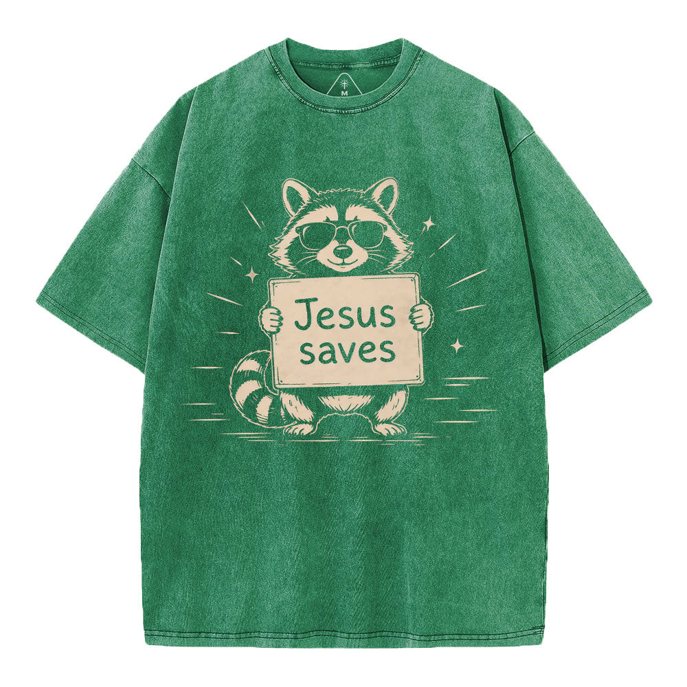 Jesus Saves Christian Washed T-Shirt