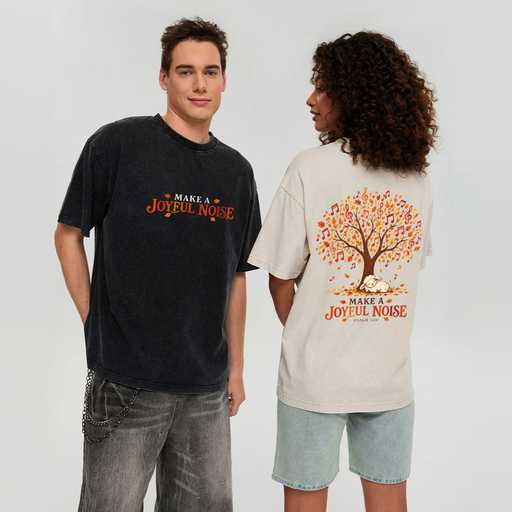 Make A Joyful Noise Christian Washed T-Shirt