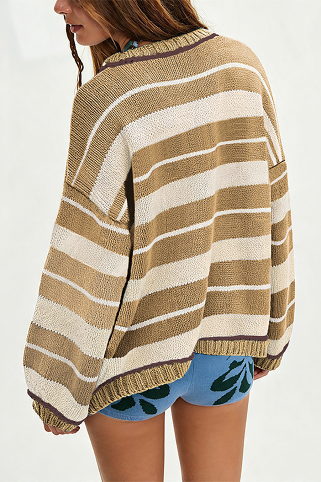 Oversized Striped Knit Sweater for Women