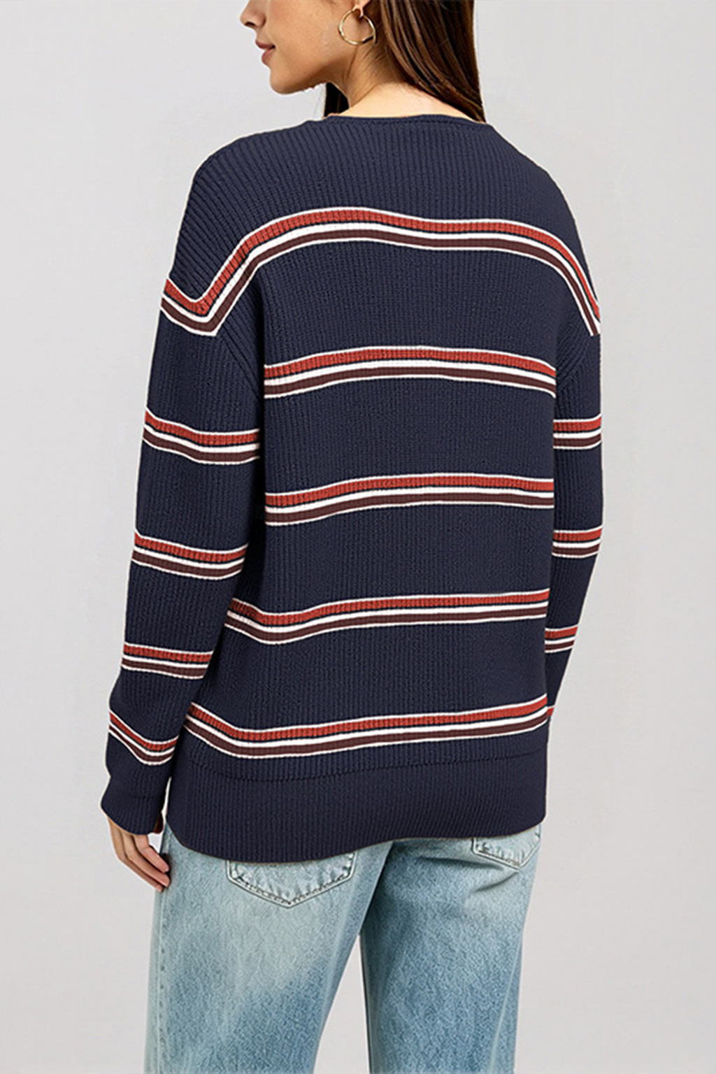 Women’s Striped Keyhole Knit Sweater
