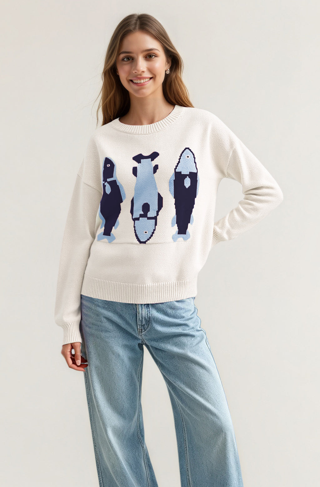 Women’s Fish Graphic Knit Sweater
