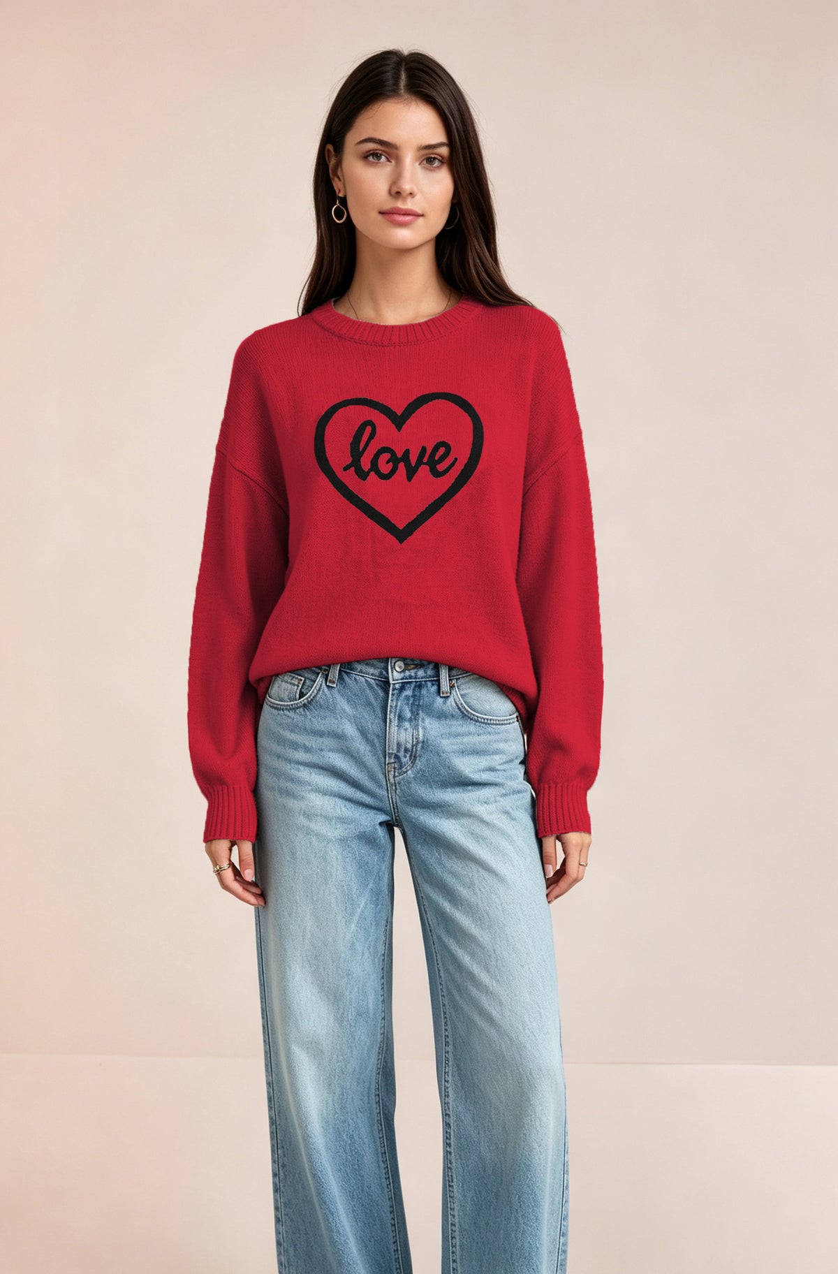Women’s Love Heart Knit Sweater