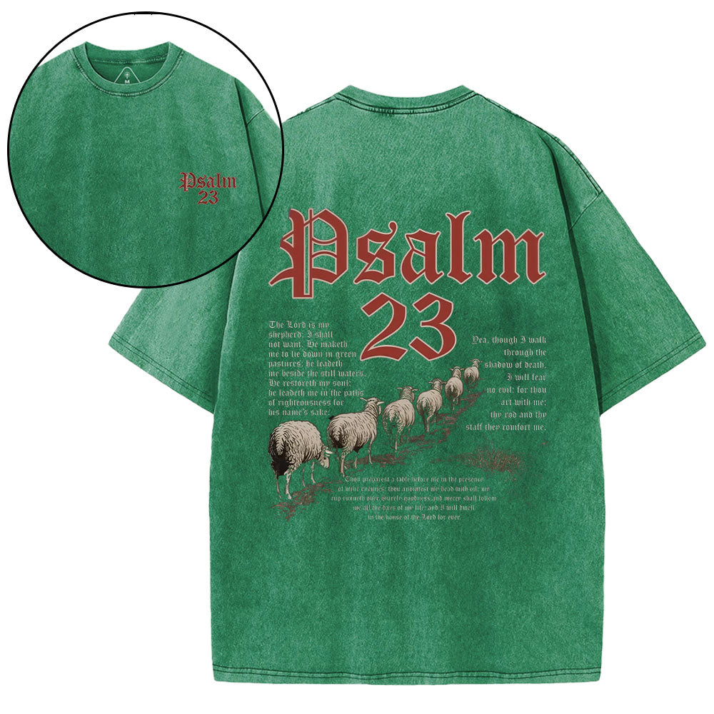 Psalm 23 Christian Washed T-Shirt