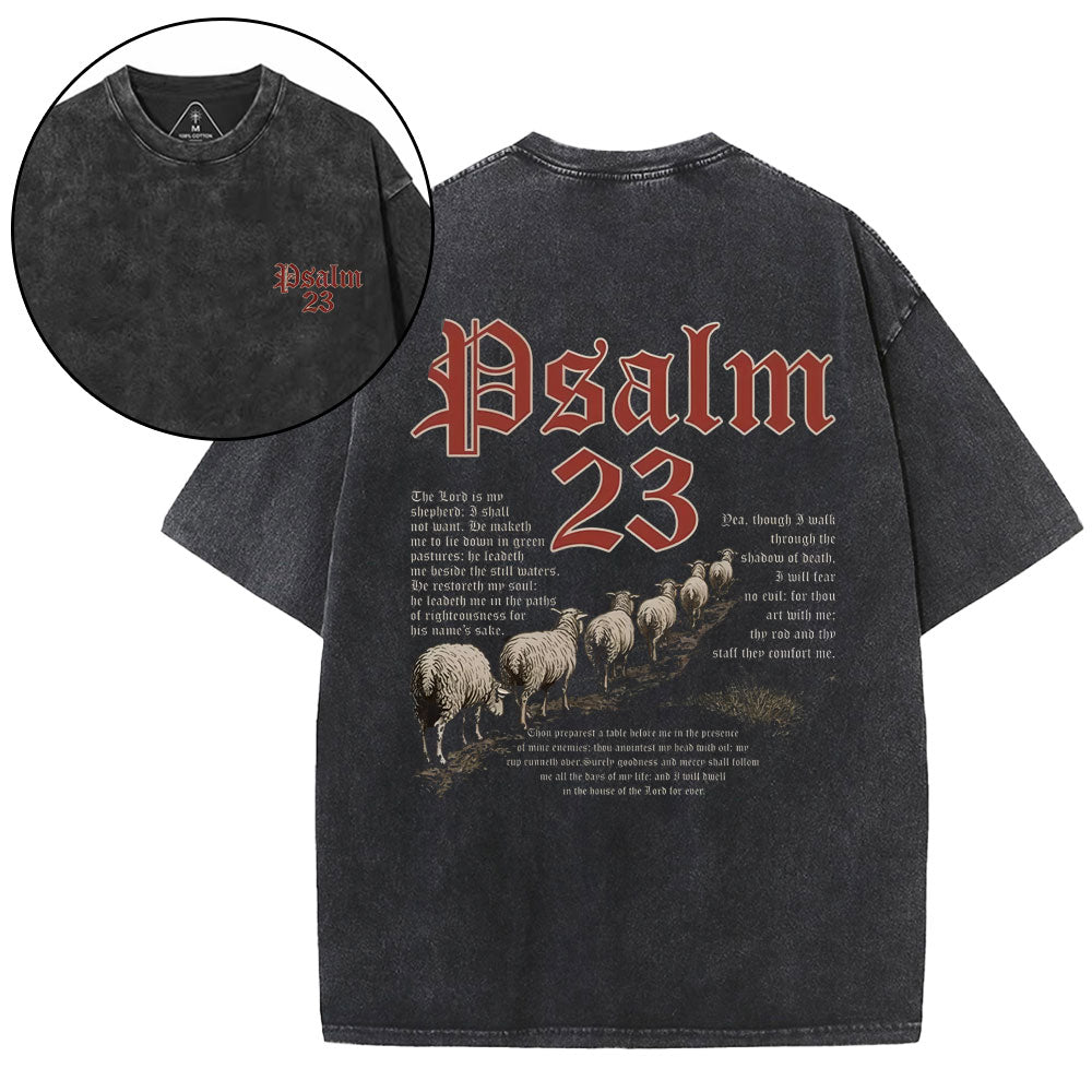 Psalm 23 Christian Washed T-Shirt