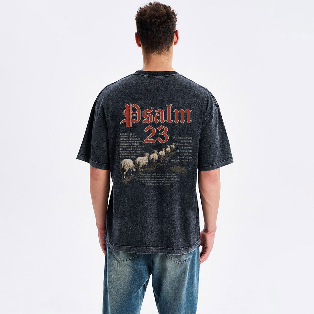 Psalm 23 Christian Washed T-Shirt