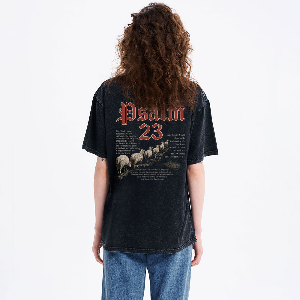 Psalm 23 Christian Washed T-Shirt