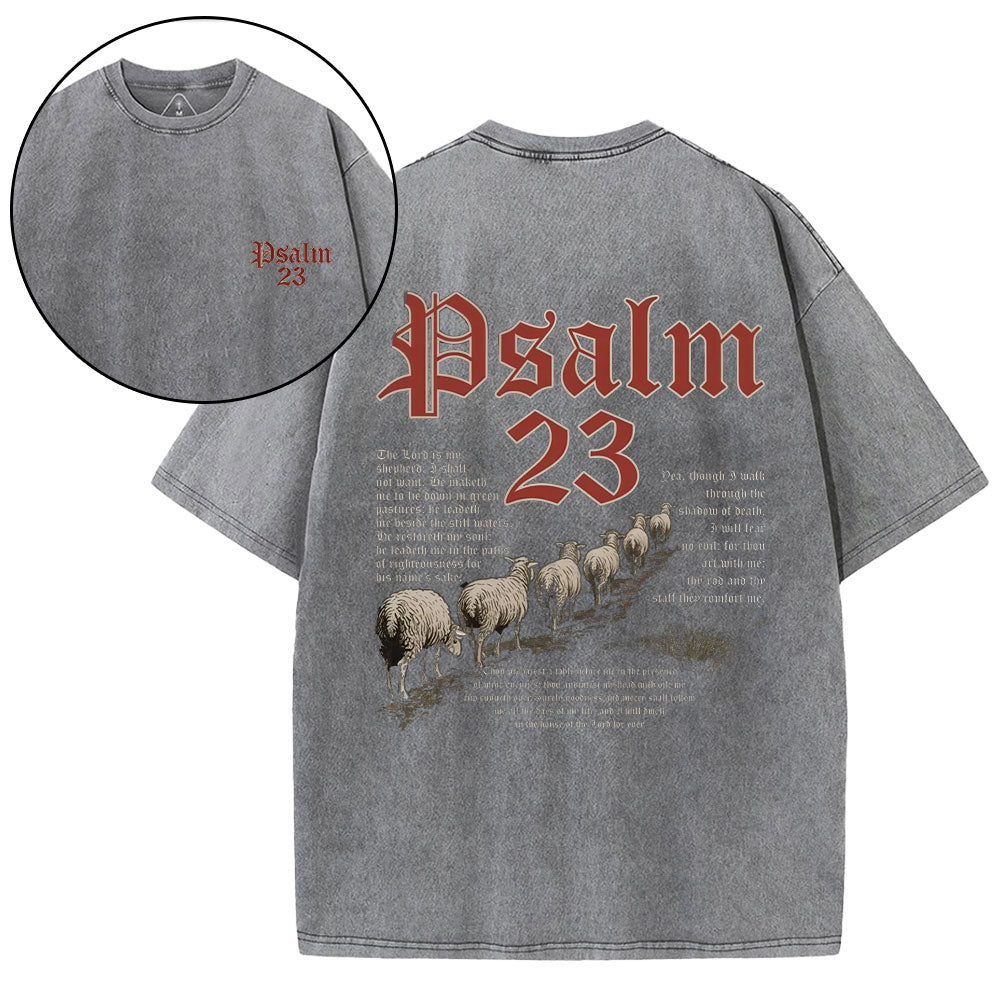 Psalm 23 Christian Washed T-Shirt