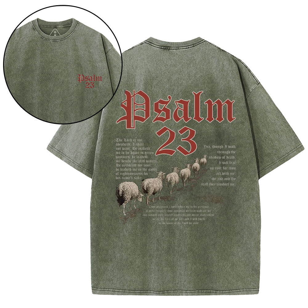 Psalm 23 Christian Washed T-Shirt