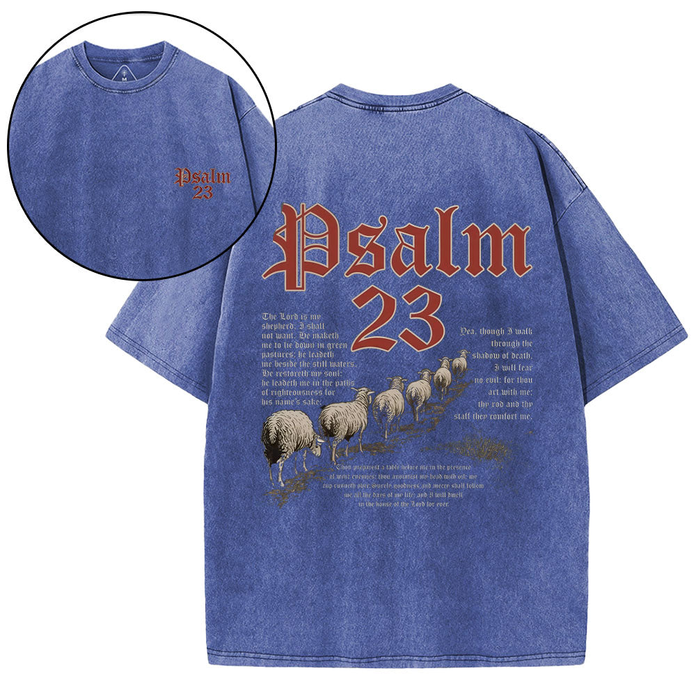 Psalm 23 Christian Washed T-Shirt