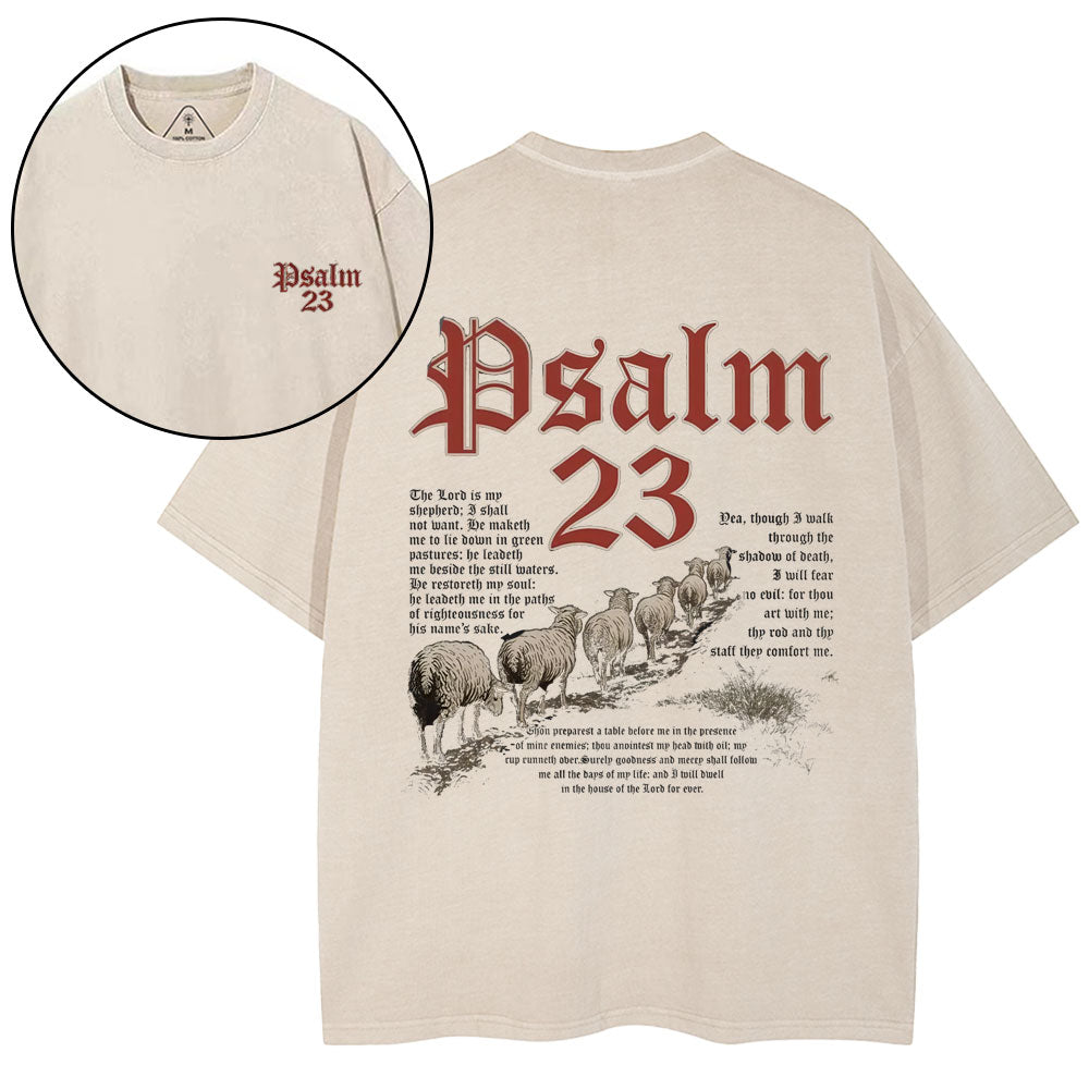 Psalm 23 Christian Washed T-Shirt