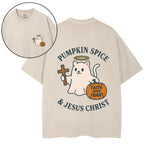 Pumpkin Spice & Jesus Christ Christian Washed T-Shirt
