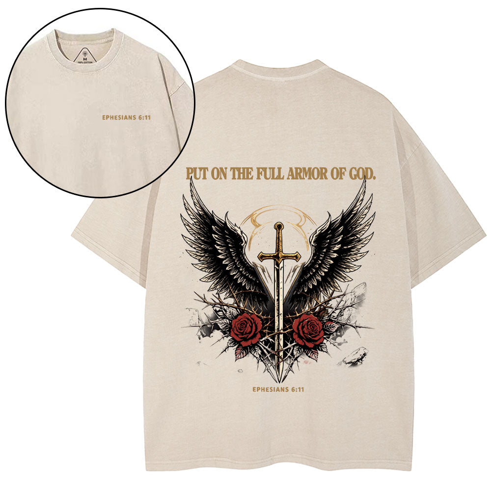 Put On The Full Armor Of God Christian Washed T-Shirt