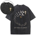 Set Free In Christ Christian Washed T-Shirt