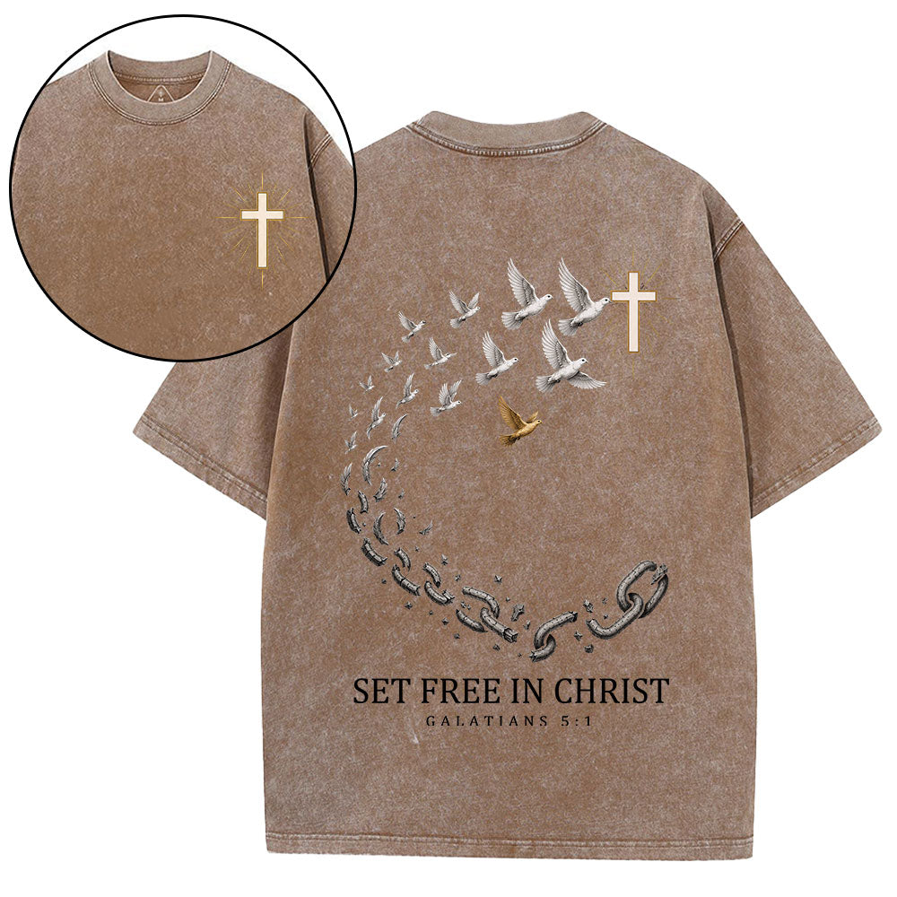 Set Free In Christ Christian Washed T-Shirt
