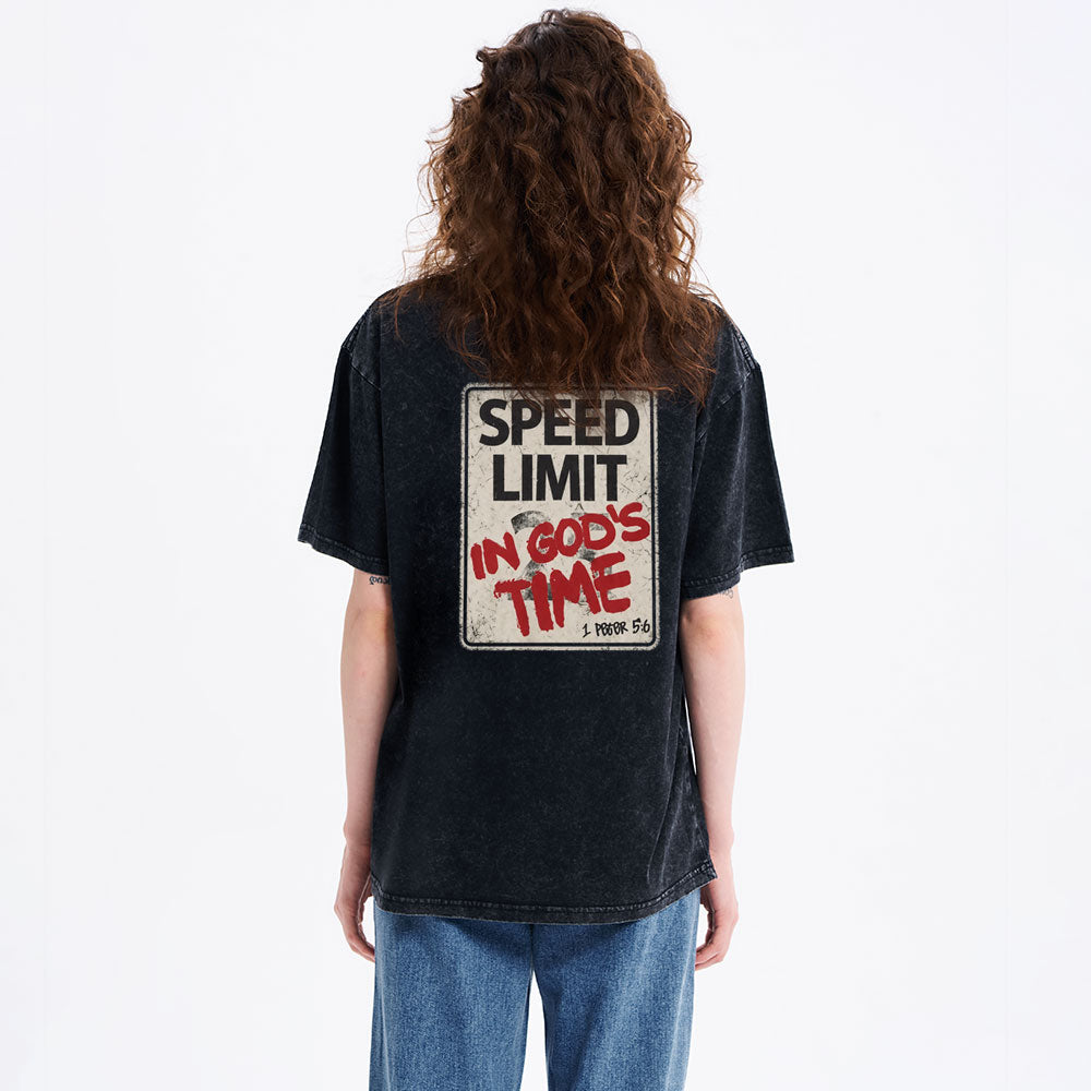Speed Limit In God's Time Christian Washed T-Shirt