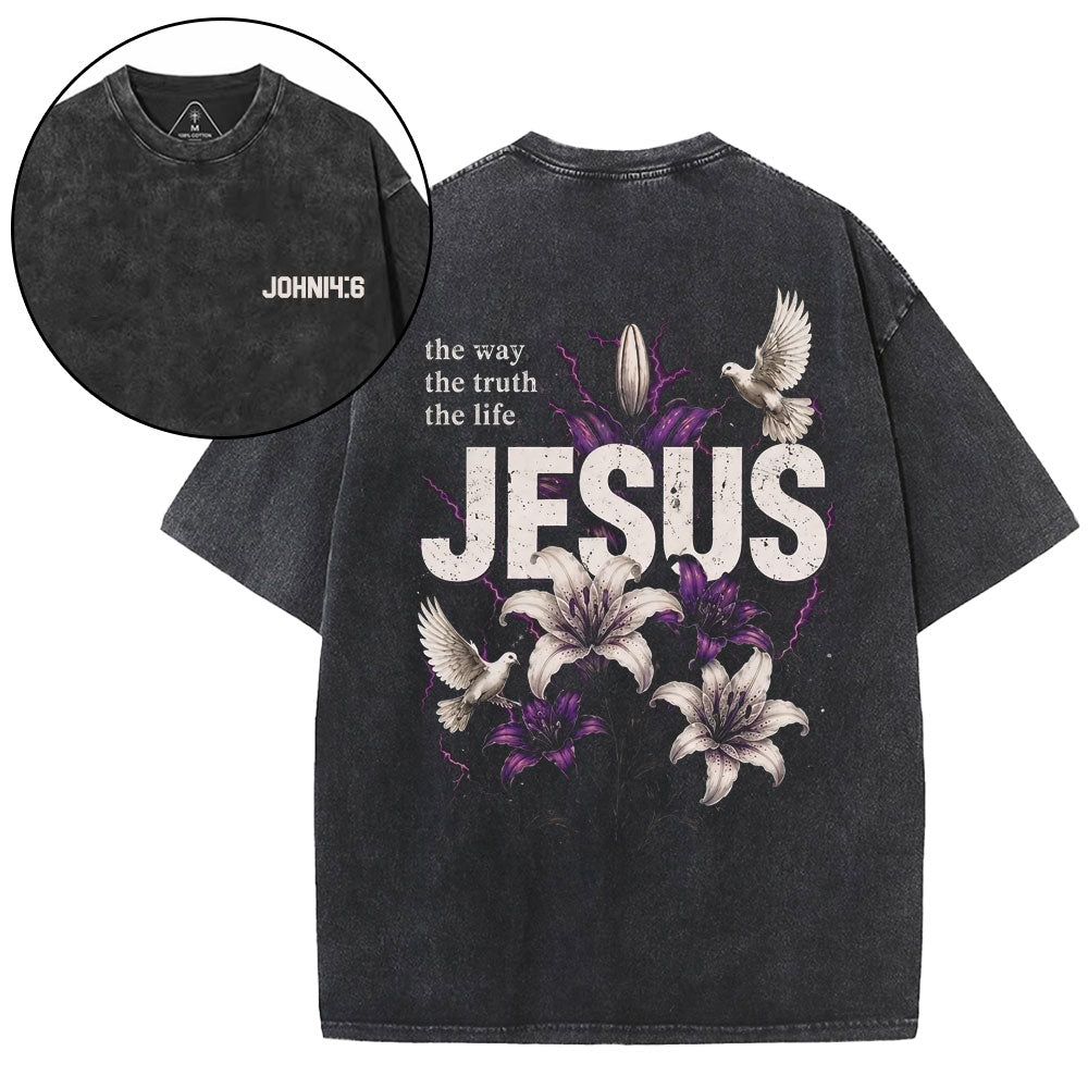 The Way The Truth The Life Christian Washed T-Shirt