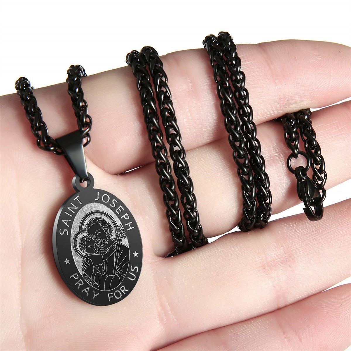 Unisex Stainless Steel Double-Sided Religious Saint Medal Pendant Necklace |   Vintage Virgin Mary & Saint Benedict Protection Amulet Jewelry