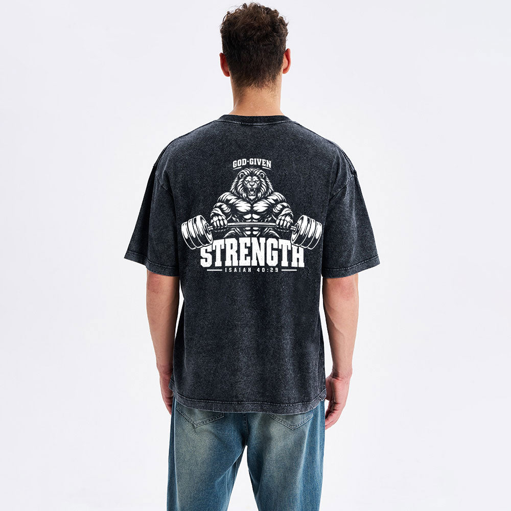 God-Given Strength Christian Washed T-Shirt