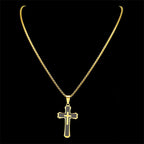 Men's 3-Layer Stainless Steel Cross Pendant Necklace | Modern Layered Hip-Hop Streetwear Jewelry with 24" Chain