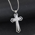 Men's Iced Out Crystal Cross Pendant Necklace | Stainless Steel Gold & Silver Plated Hip-Hop Cross Jewelry with Unique S-Chain