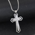 Men's Iced Out Crystal Cross Pendant Necklace | Stainless Steel Gold & Silver Plated Hip-Hop Cross Jewelry with Unique S-Chain
