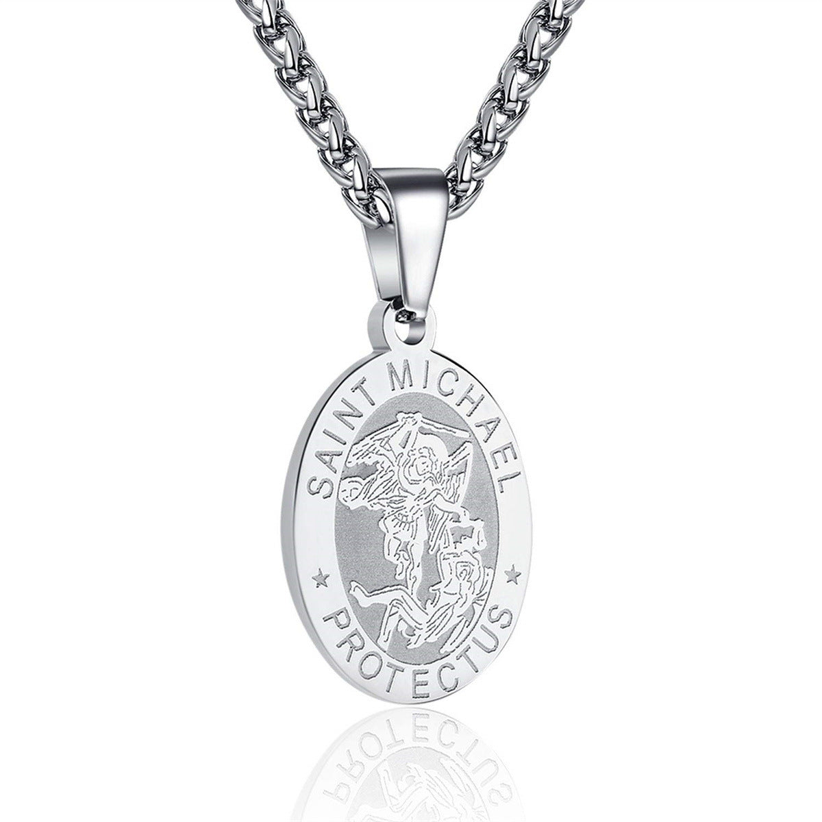 Unisex Stainless Steel Double-Sided Religious Saint Medal Pendant Necklace |   Vintage Virgin Mary & Saint Benedict Protection Amulet Jewelry