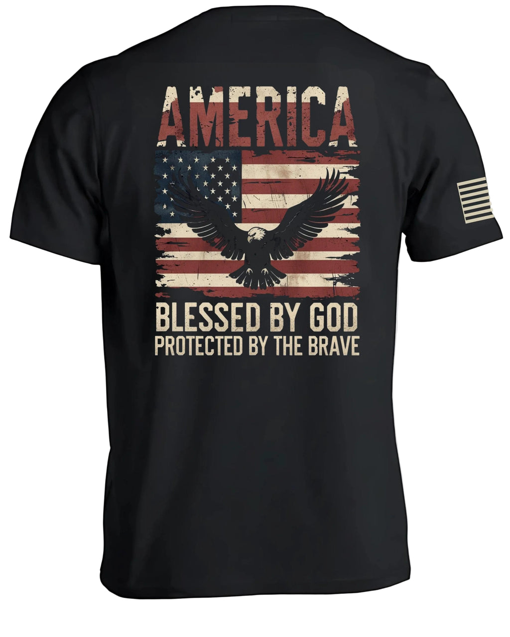 AMERICA Blessed By God Protected By Brave T-Shirt