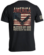 AMERICA Blessed By God Protected By Brave T-Shirt
