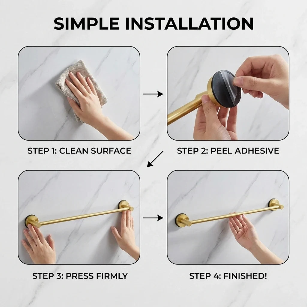 No-Drill Bathroom Towel Bar