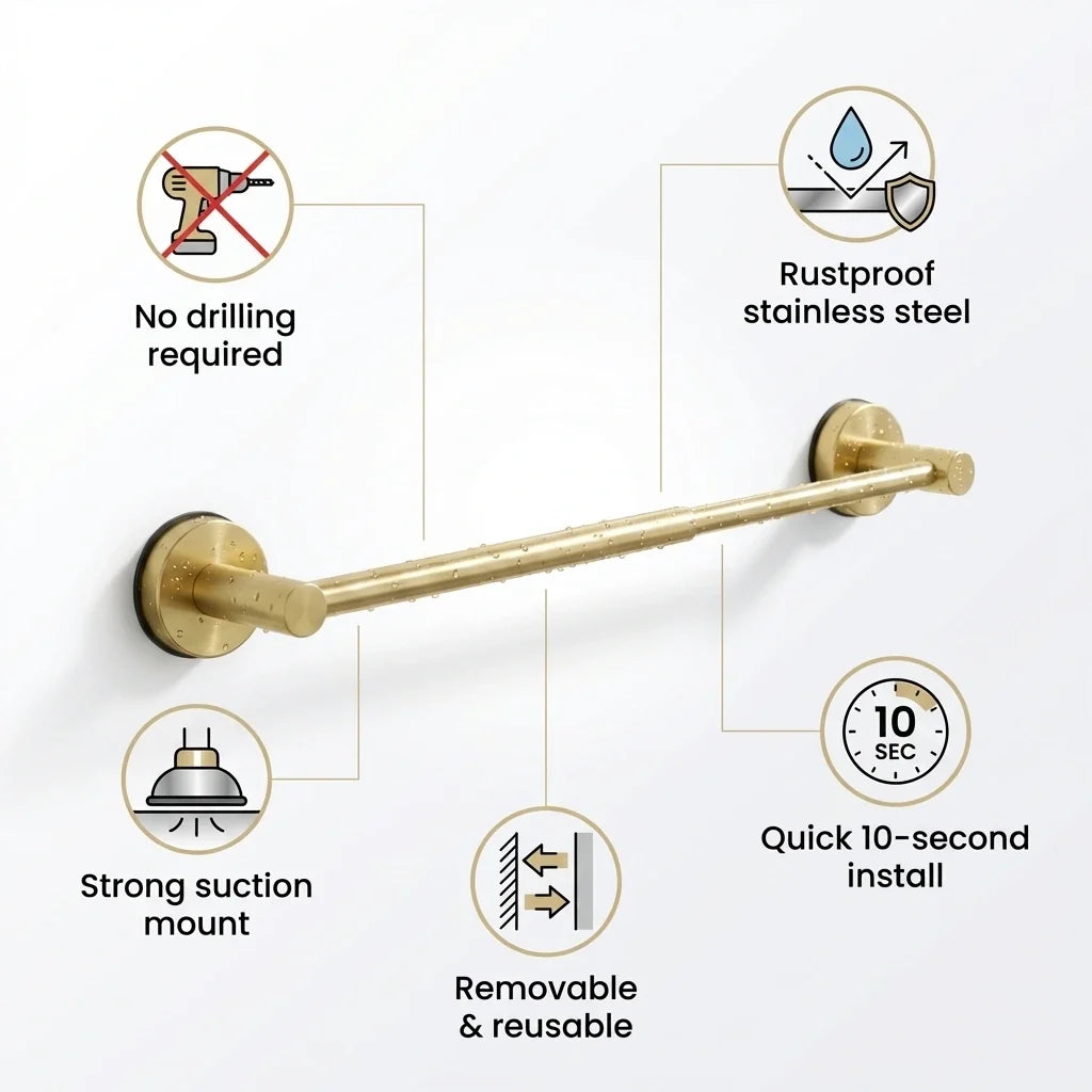 No-Drill Bathroom Towel Bar