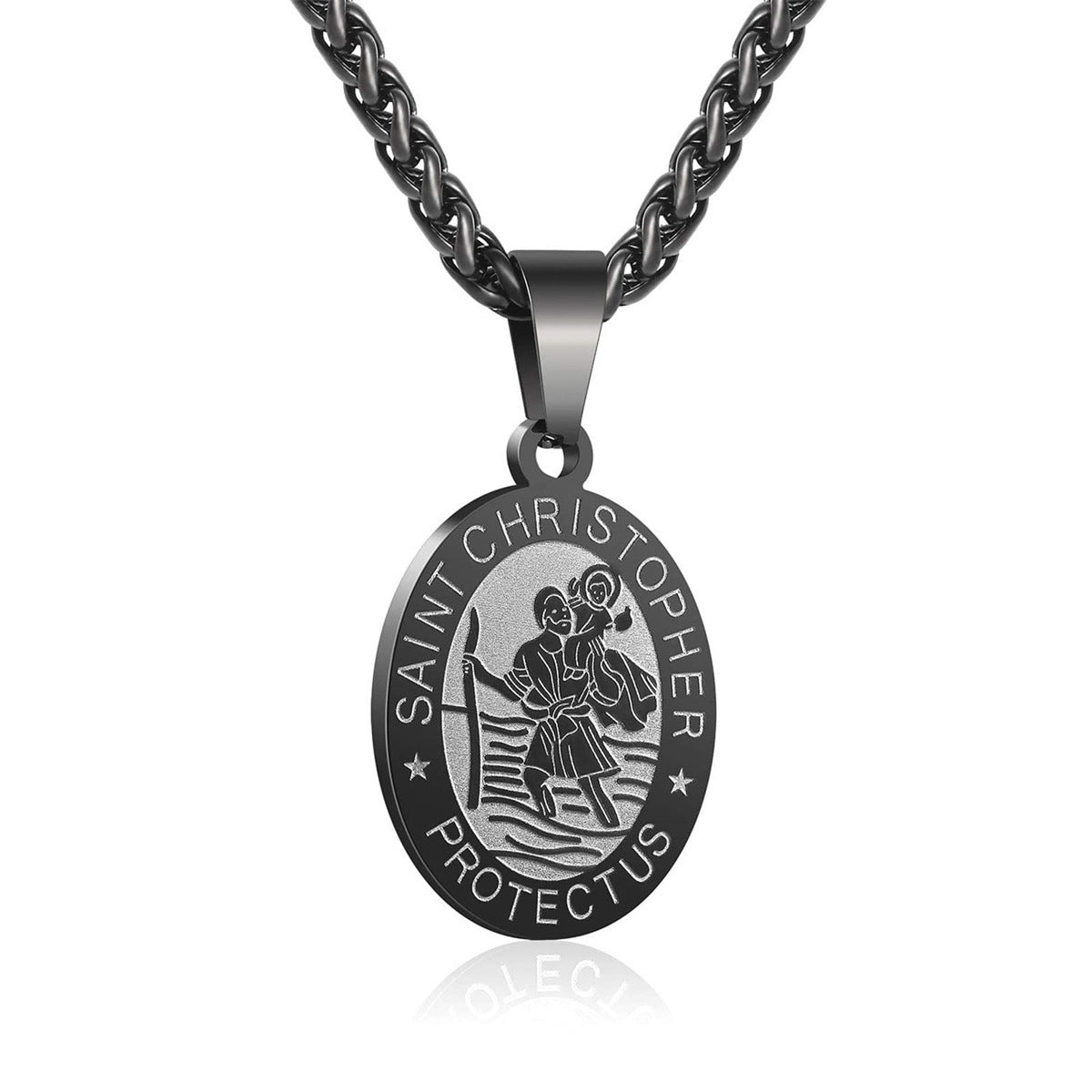 Unisex Stainless Steel Double-Sided Religious Saint Medal Pendant Necklace |   Vintage Virgin Mary & Saint Benedict Protection Amulet Jewelry