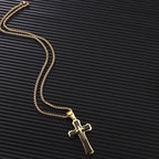 Men's Vintage 3-Layer Stainless Steel Cross Pendant Necklace | Classic Gothic Religious Jewelry for Men