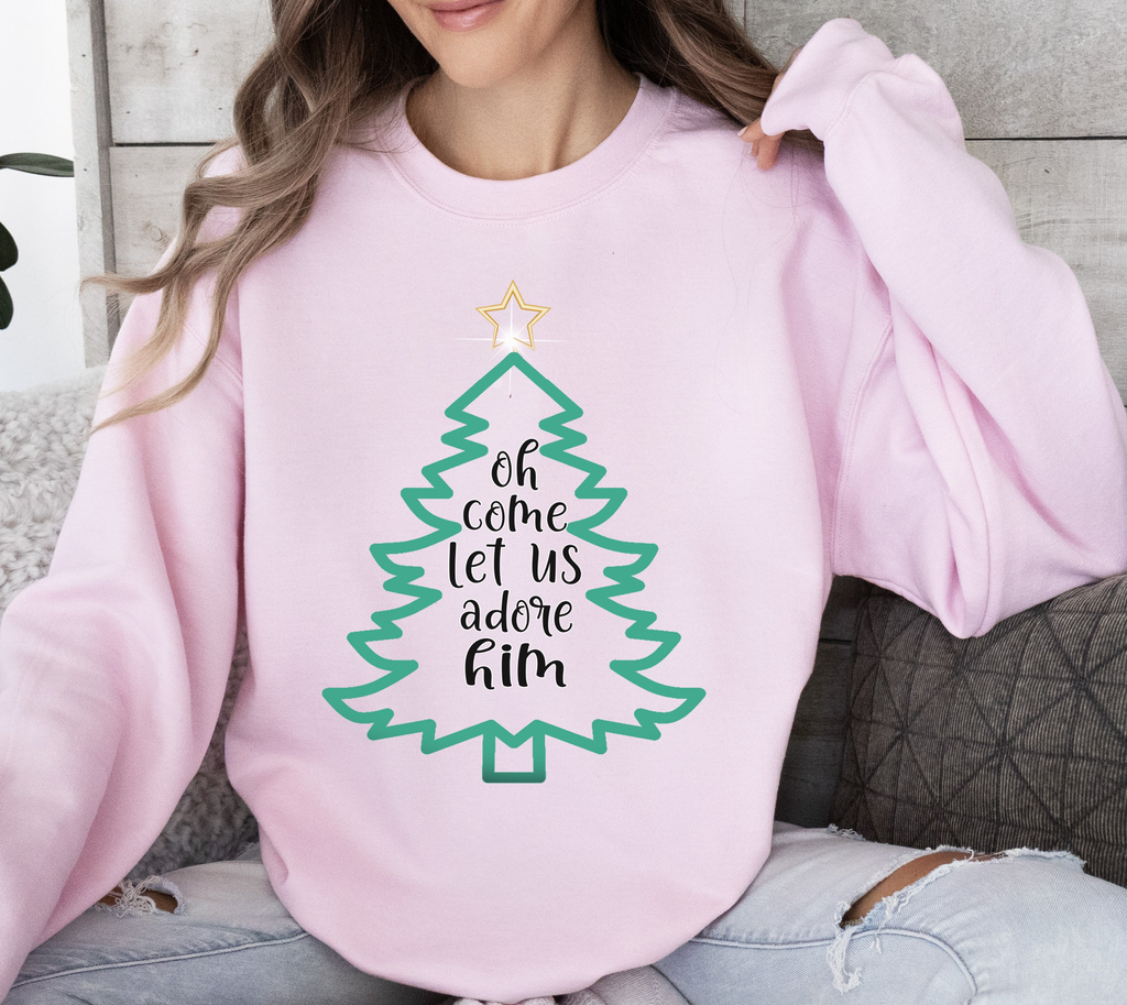 Oh Come Let Us Adore Him - Christmas Sweatshirt