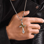 Vintage Gothic Crown Cross Pendant Necklace for Men | Electroplated Thai Silver Style Retro Hip-Hop Streetwear Jewelry