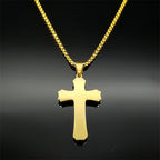 Men's 3-Layer Stainless Steel Cross Pendant Necklace | Modern Layered Hip-Hop Streetwear Jewelry with 24" Chain