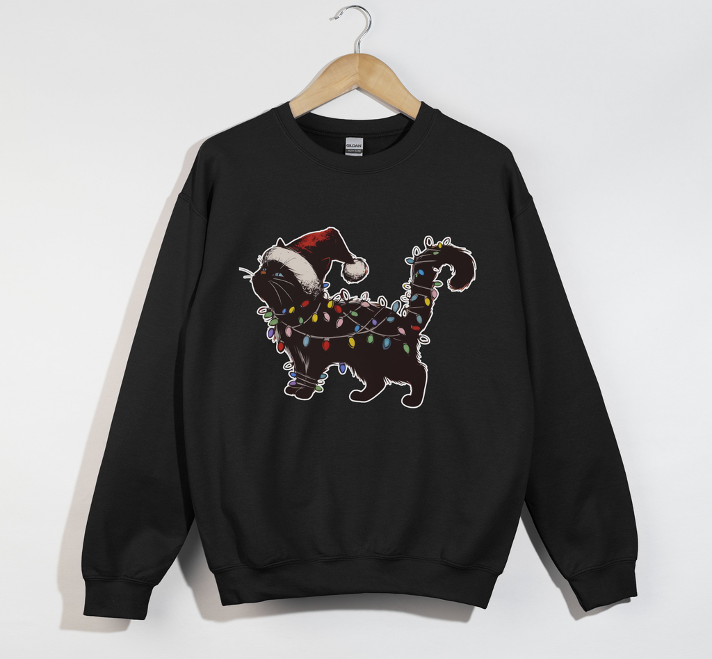 Purrfectly Cute Cat Print Christmas Lights - Sweatshirt