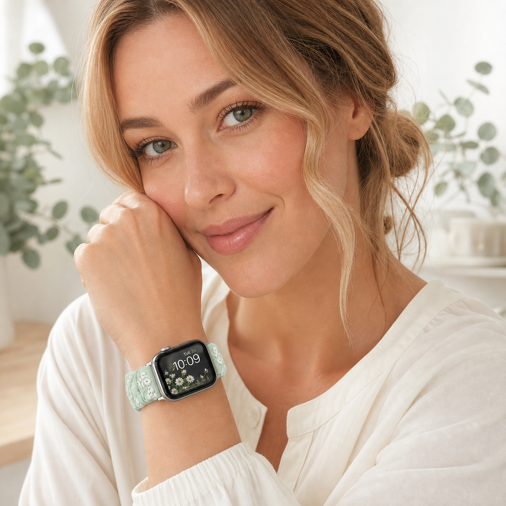 Embroidered Scrunchie Apple Watch Band