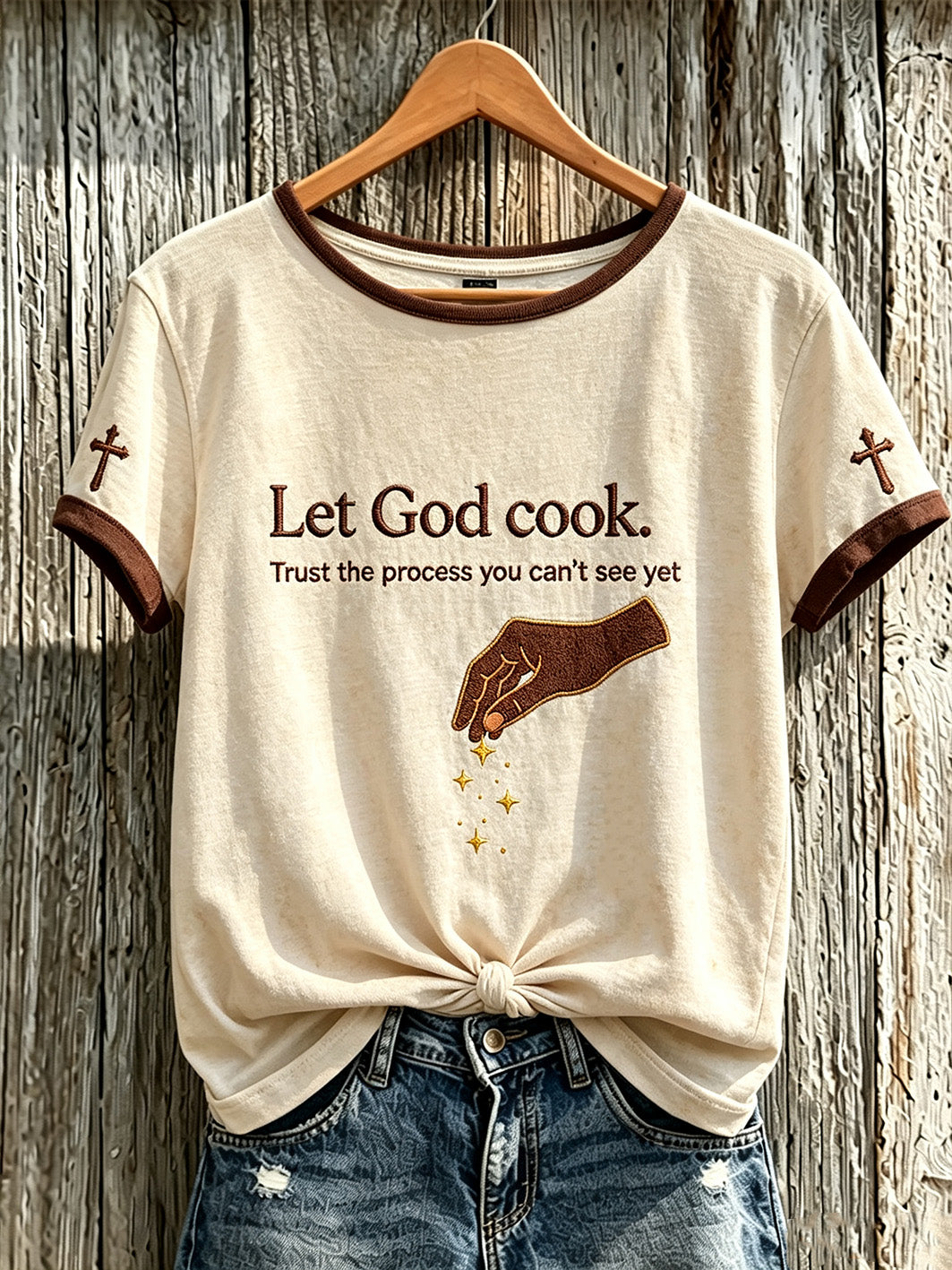 Women's faith-themed fun pattern printed casual short-sleeve T-shirt